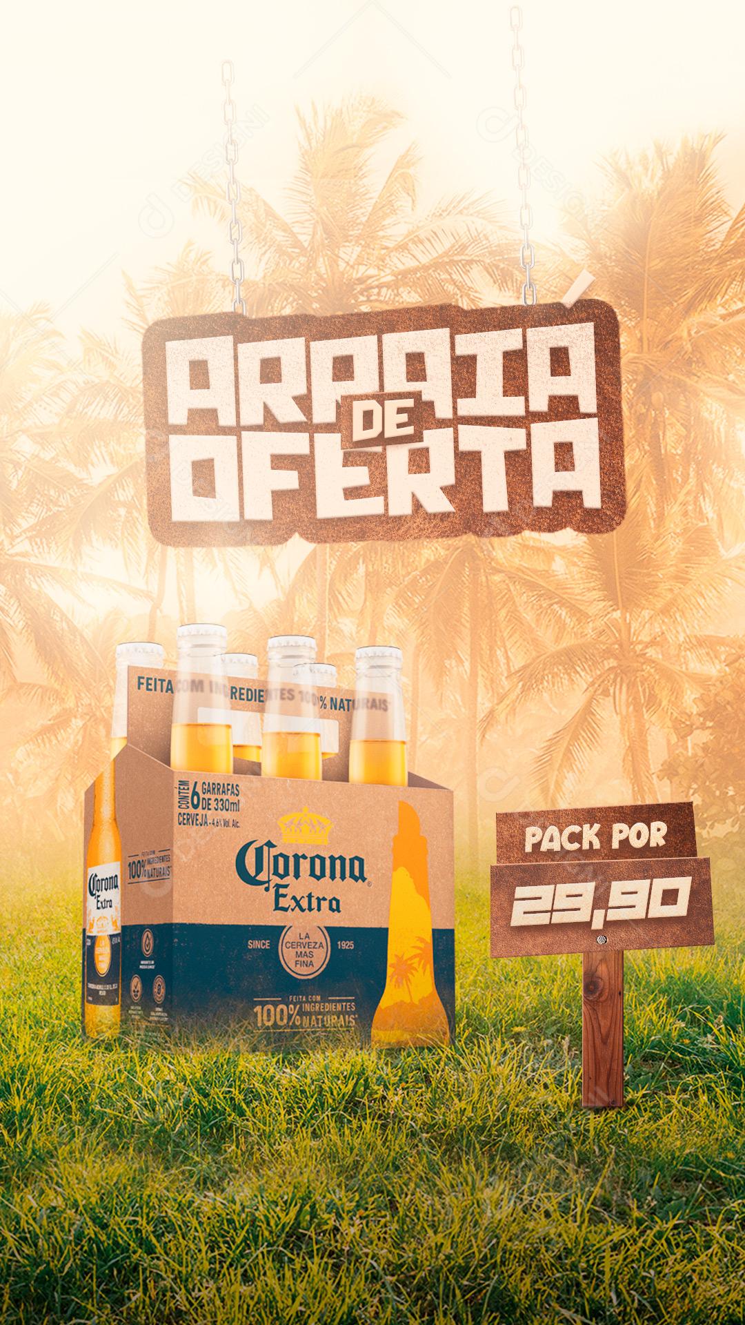 Story São João Arraiá de Ofertas Cerveja Corona Extra Social Media PSD Editável