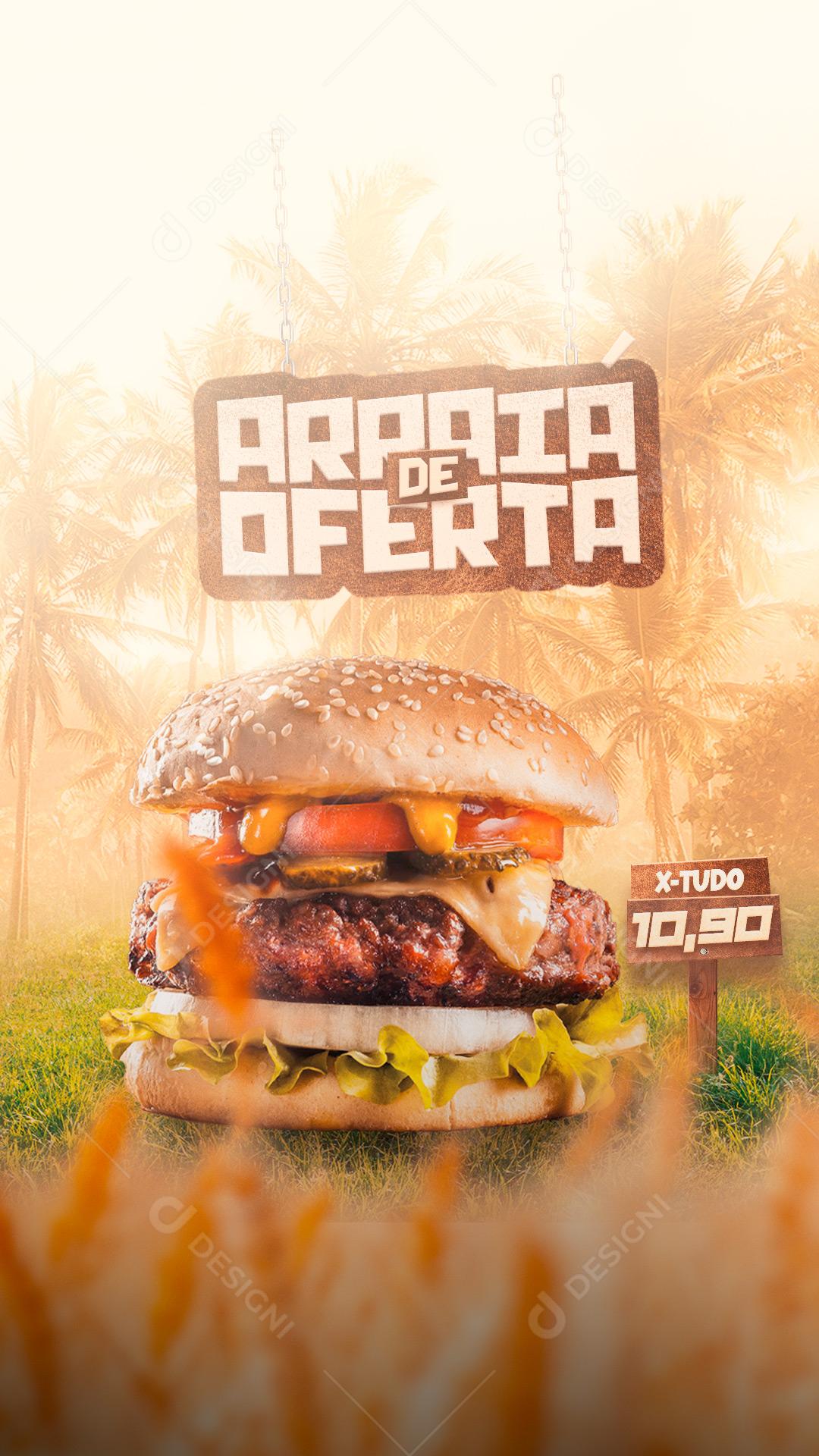 Story São João Arraiá de Ofertas Hamburgueria Social Media PSD Editável