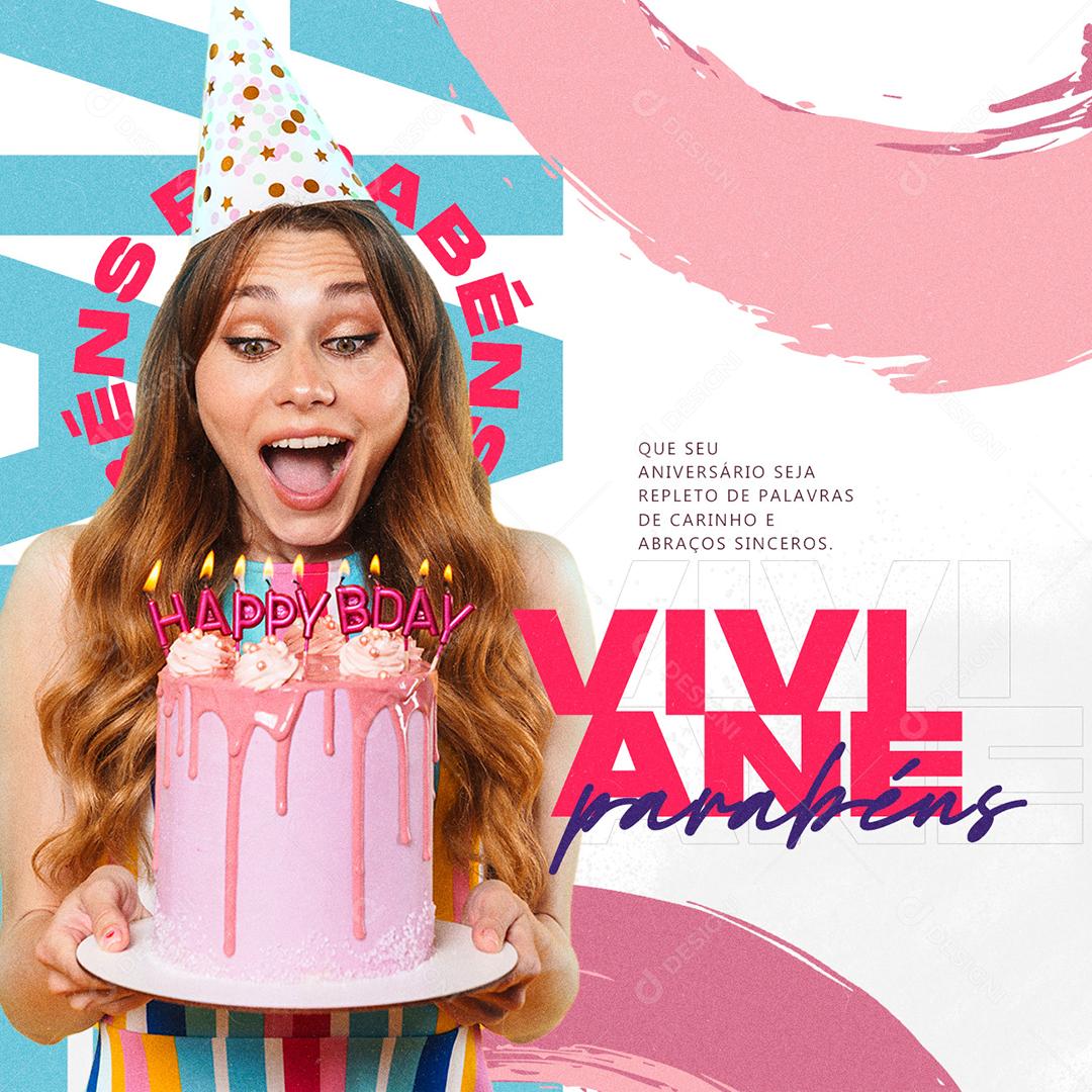 Social Media Que seu Aniversário seja Repleto de Palavras de Carinho PSD Editável