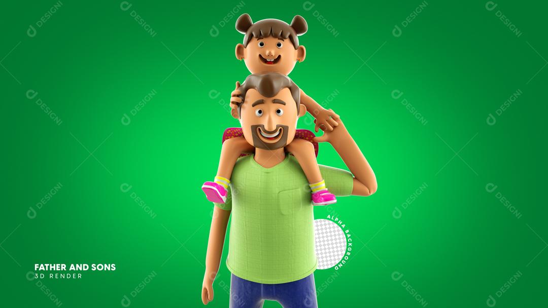 Elemento 3D Pai Segurando Filha Data Comemorativa PSD