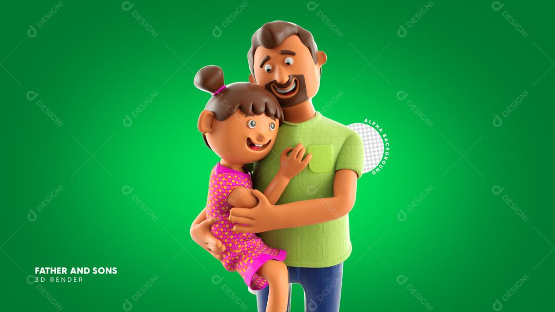 Elemento 3D Pai Segurando Filha Data Comemorativa PSD