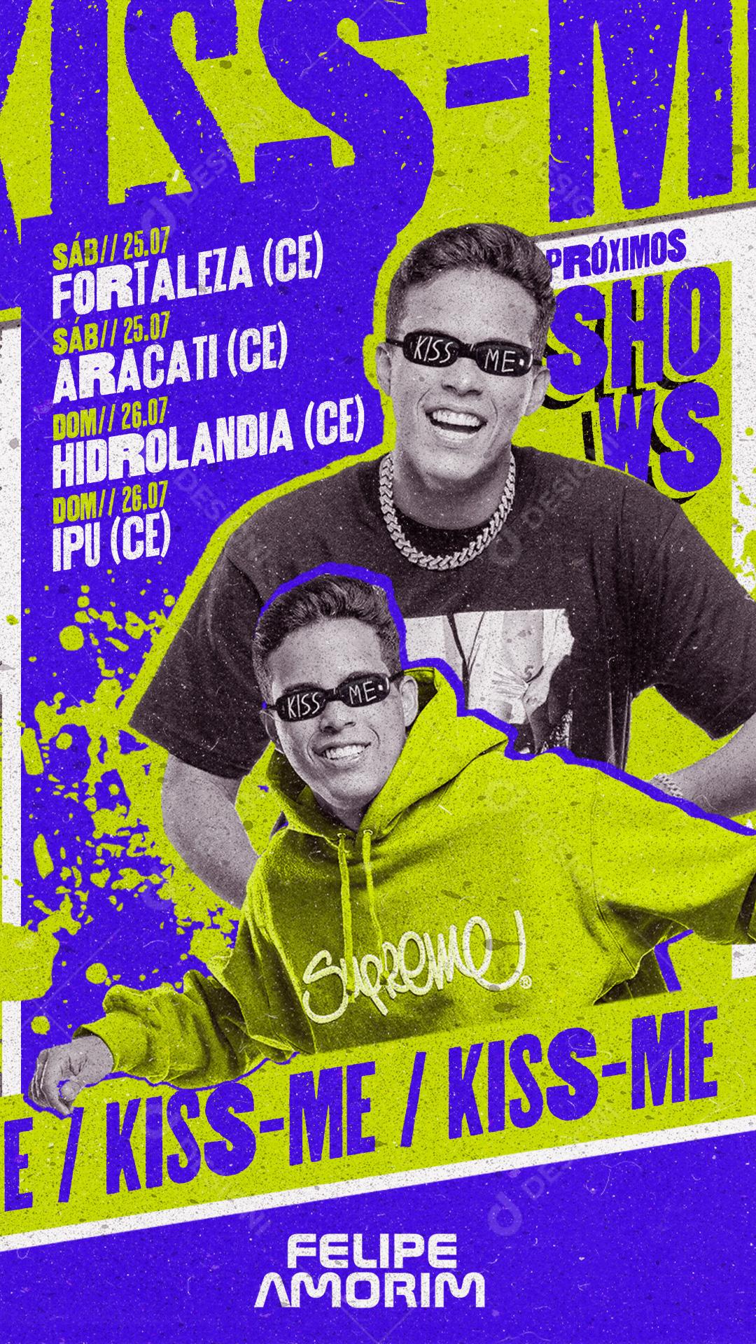 Flyer Story Show Cantor Felipe Amorim Social Media PSD Editável