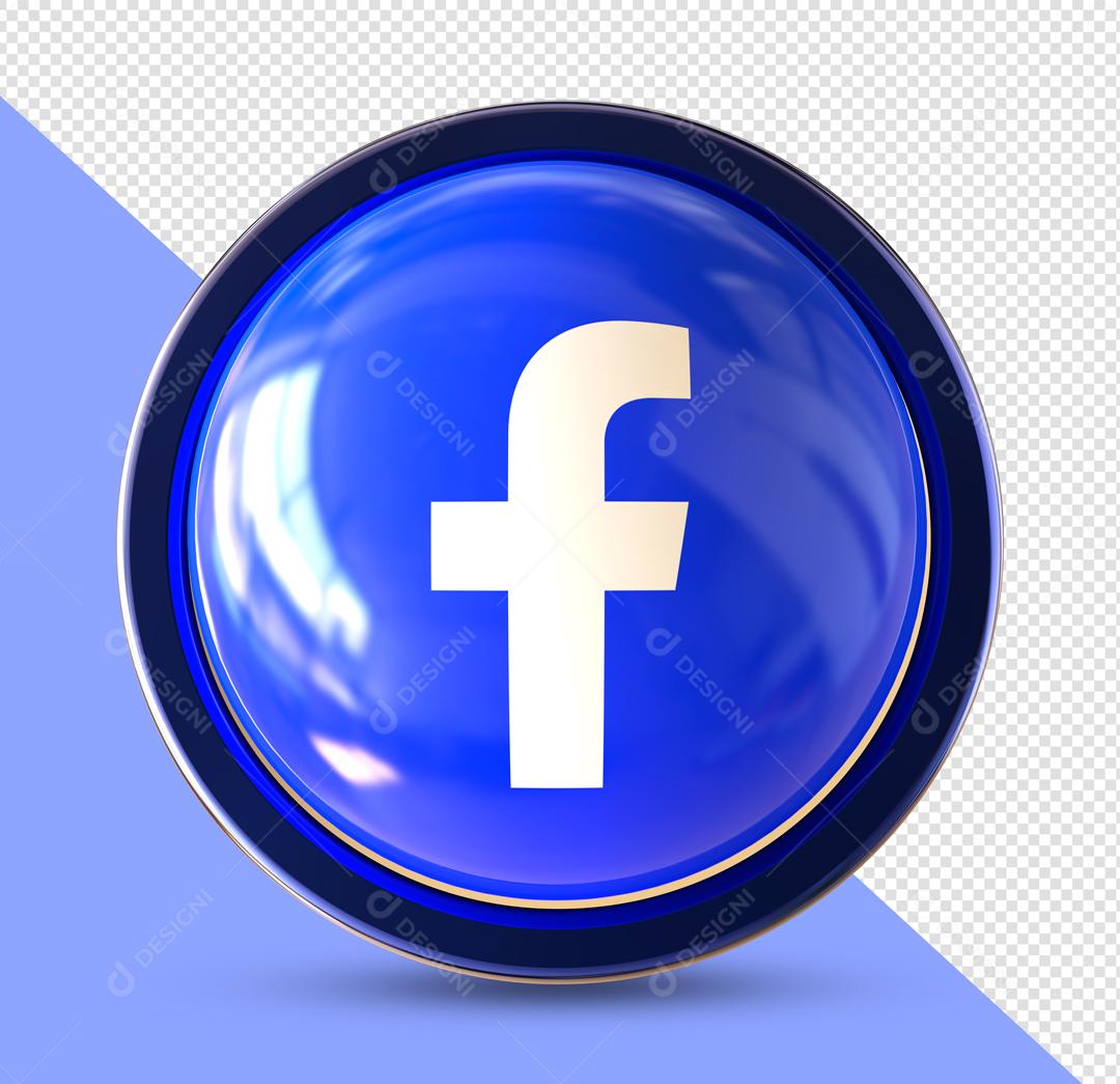 Botão Facebook Elemento 3D Para Composição PSD