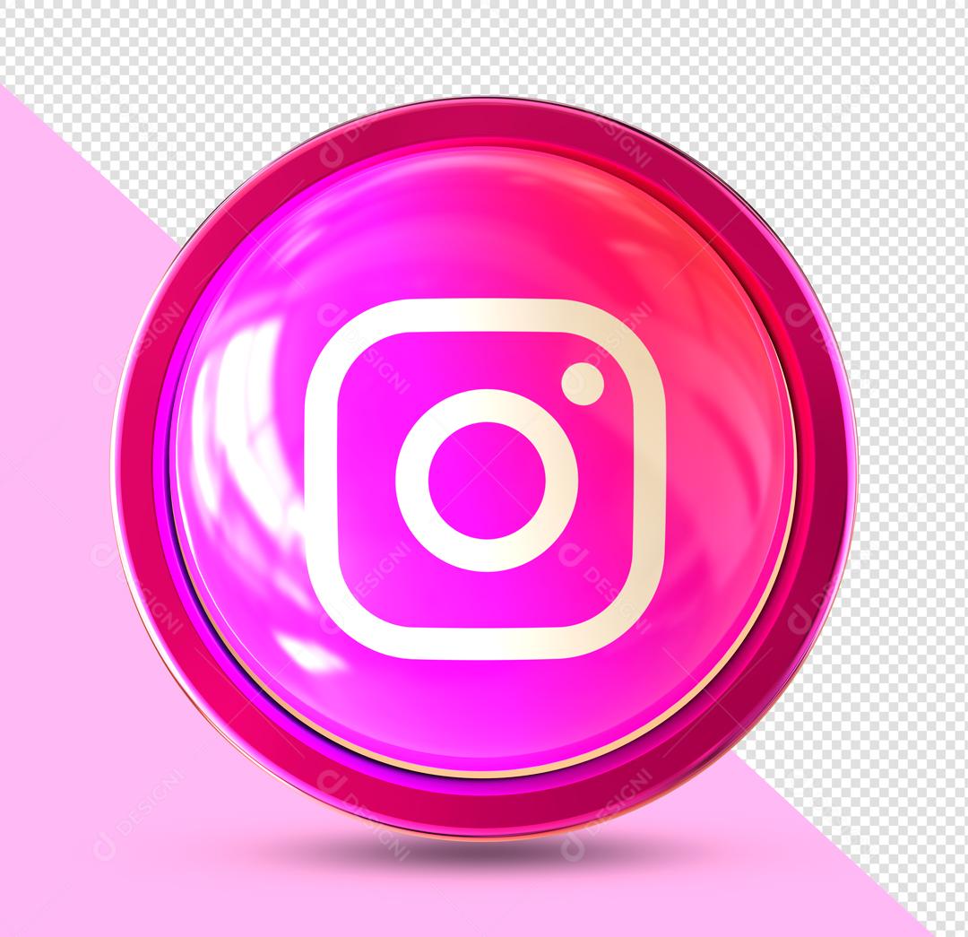 Botão Instagram Elemento 3D Para Composição PSD