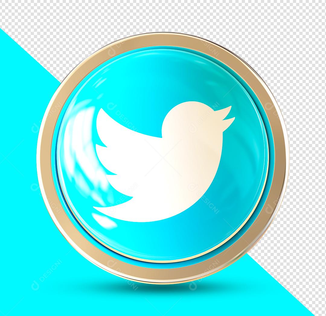 Botão Twitter Elemento 3D Para Composição PSD