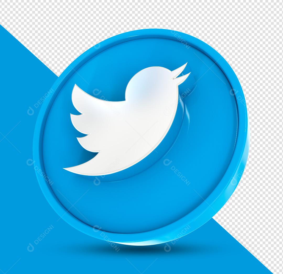 Twitter Ícone 3D Para Composição PSD
