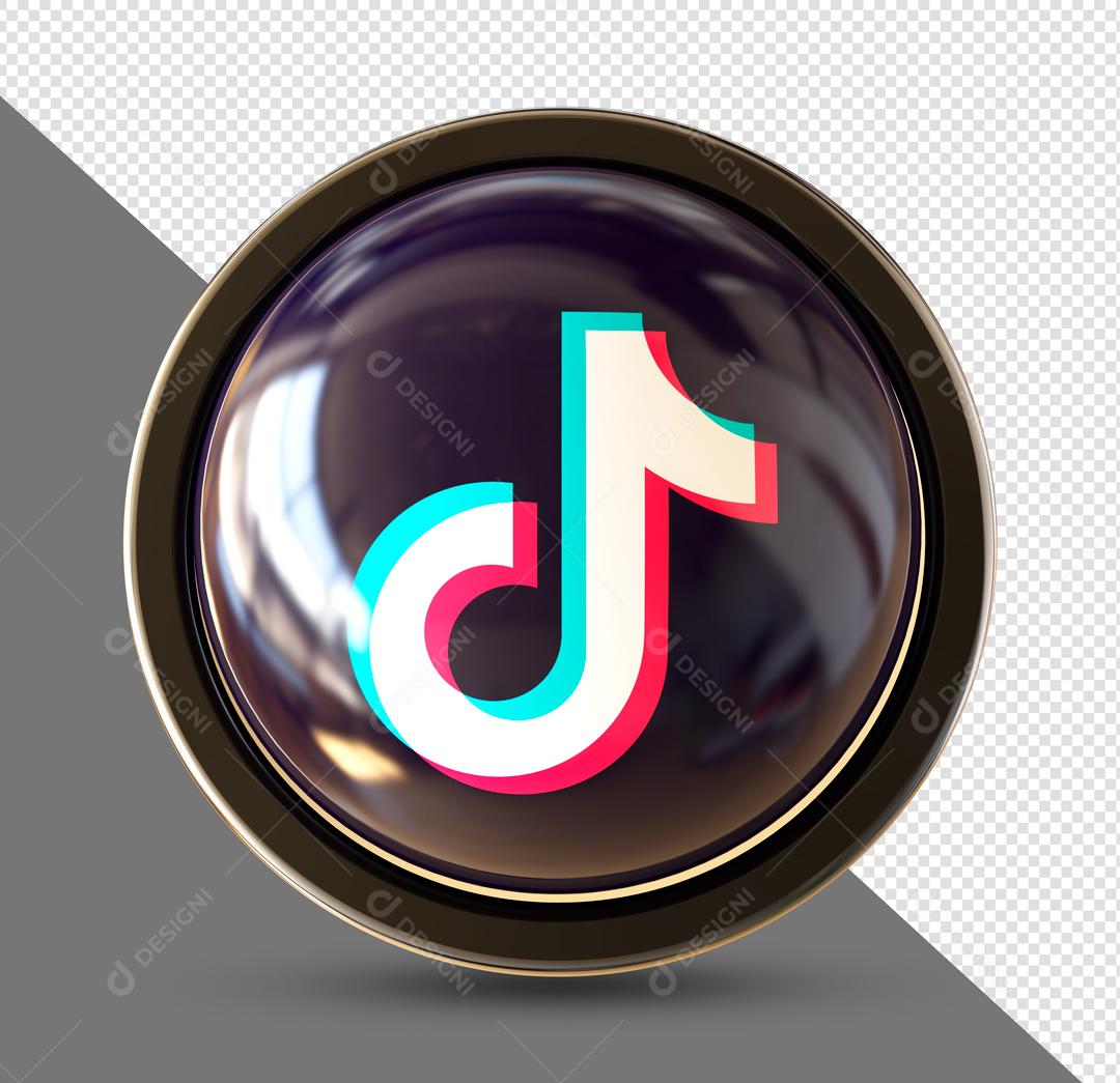 Botão Tiktok Elemento 3D Para Composição PSD