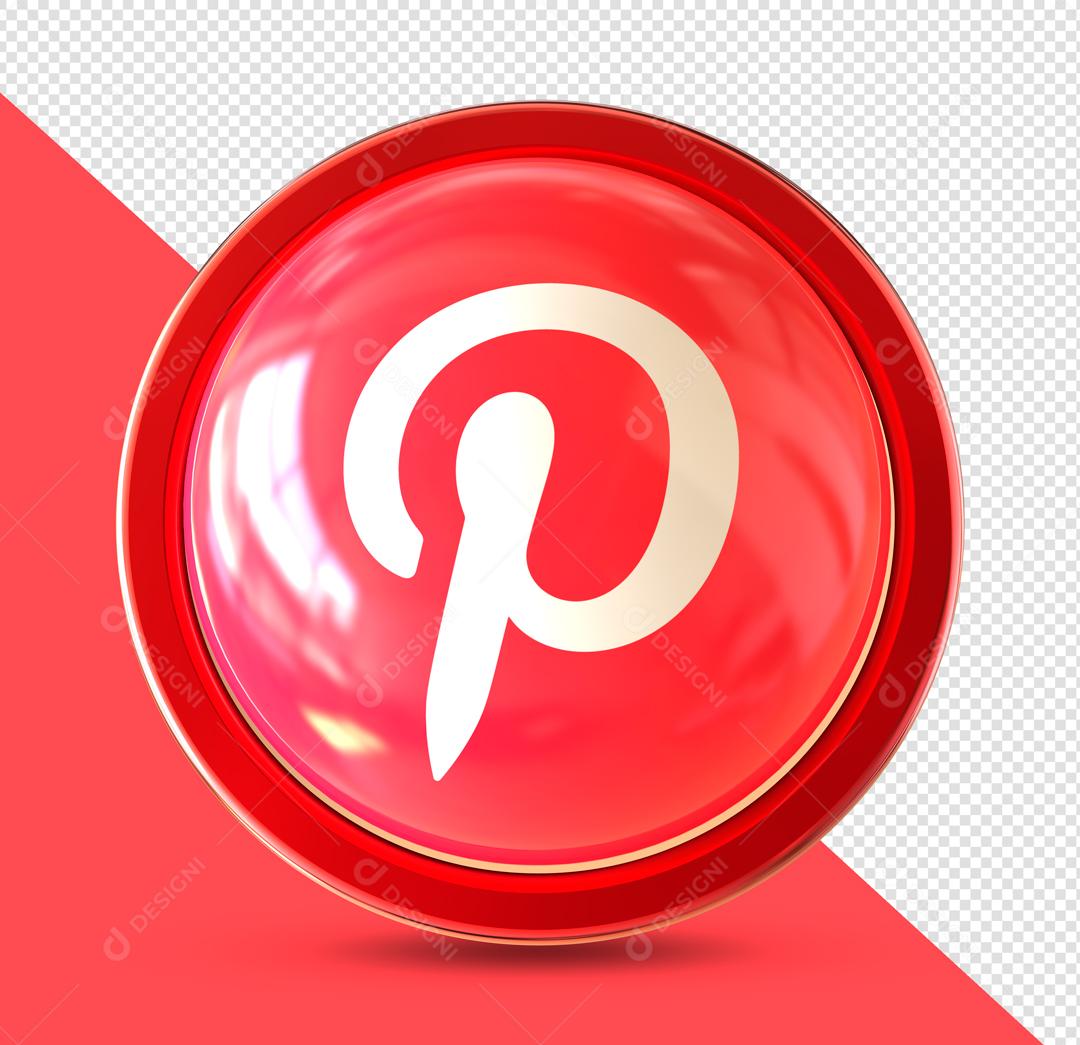 Botão Pinterest Elemento 3D Para Composição PSD