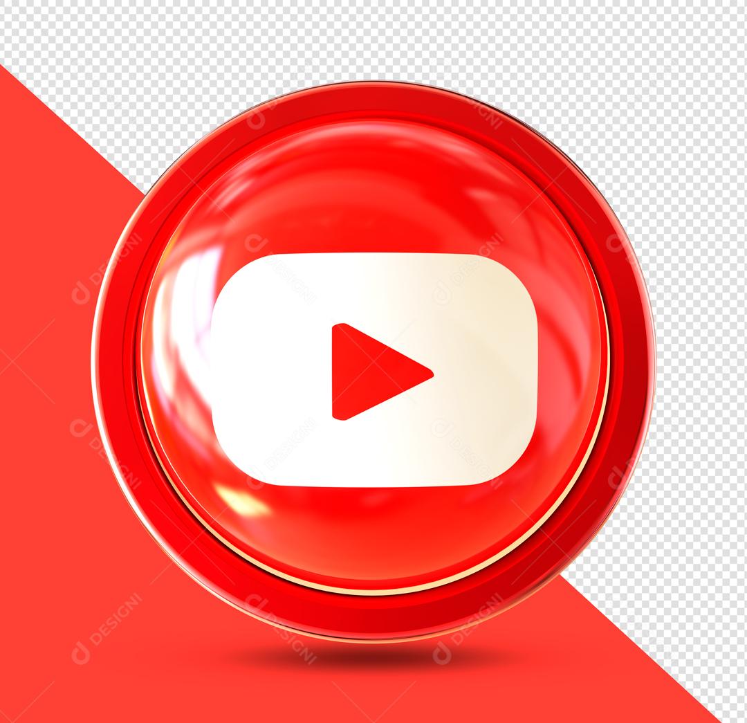 Botão Youtube Elemento 3D Para Composição PSD