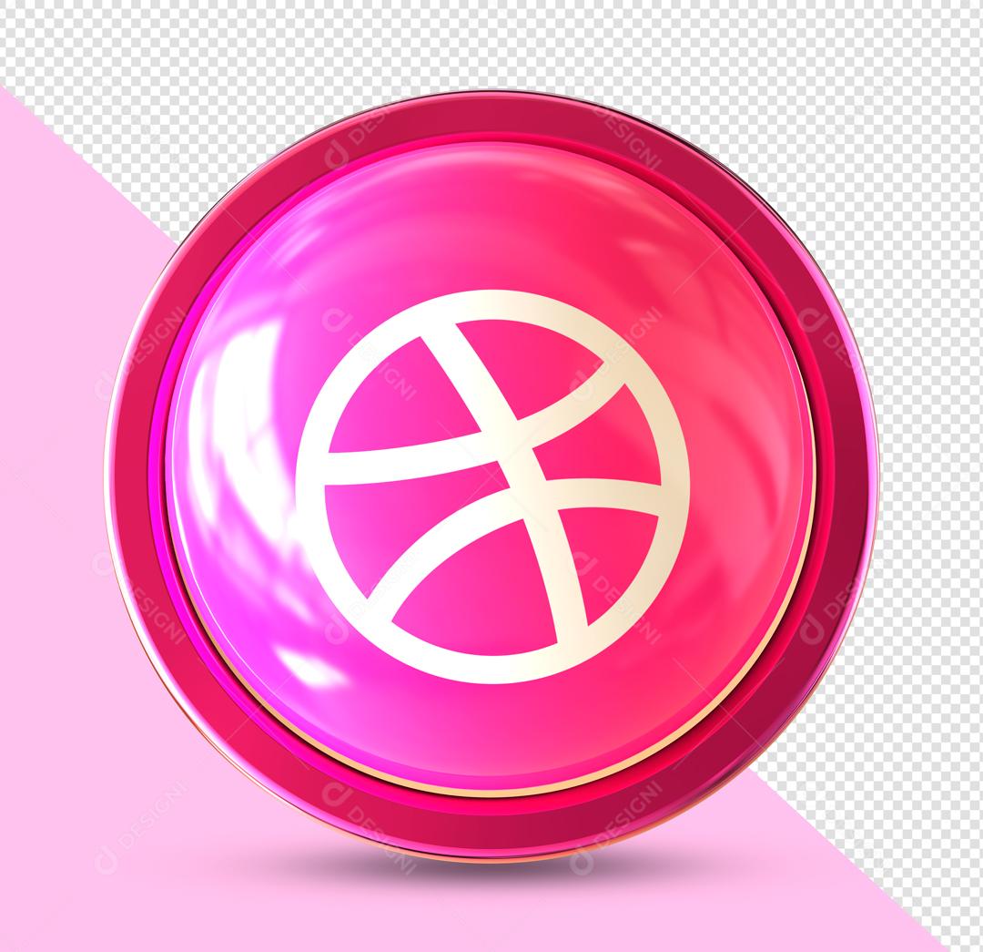 Botão Dribbble Elemento 3D Para Composição PSD