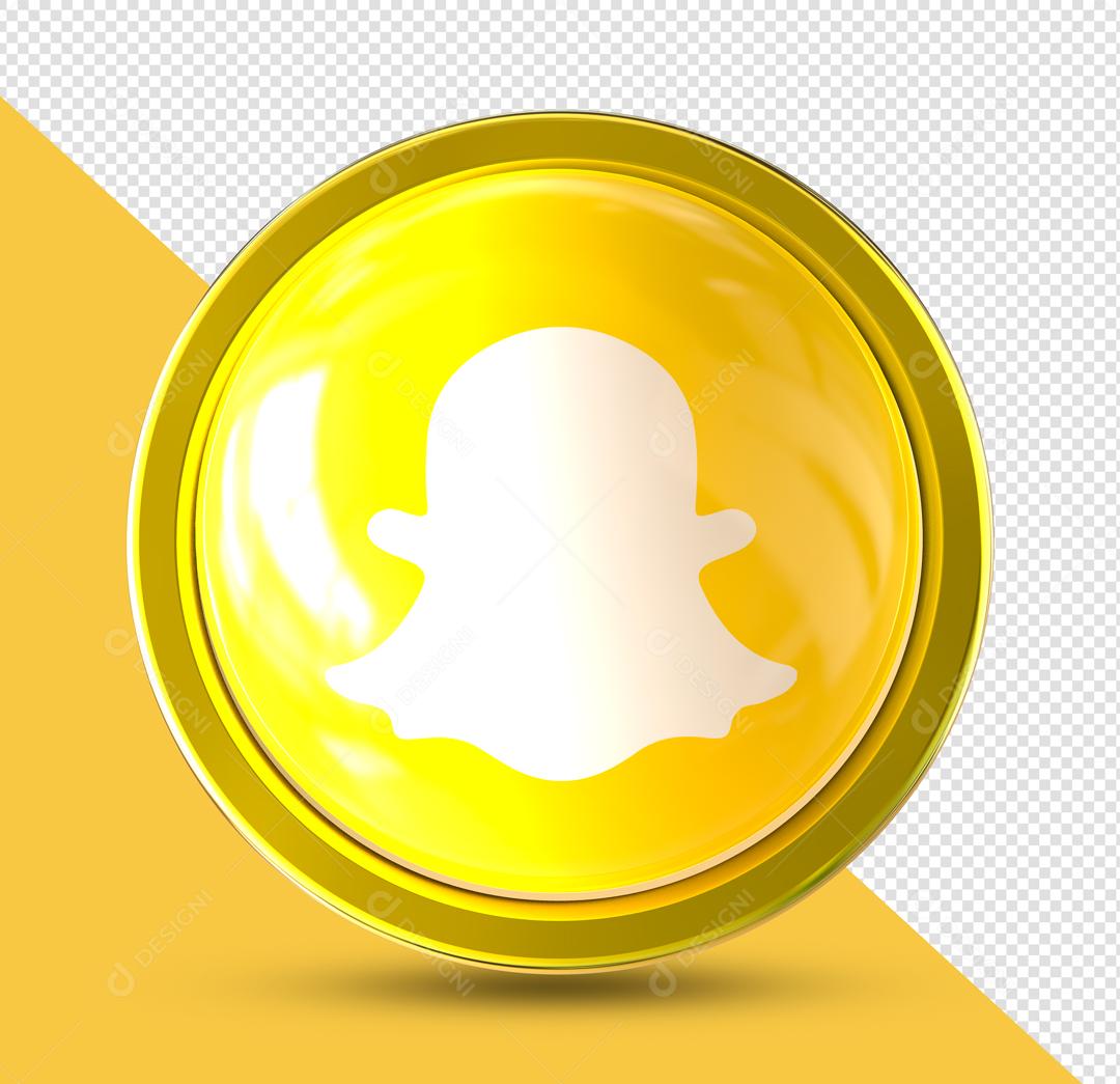 Botão Snapchat Elemento 3D Para Composição PSD