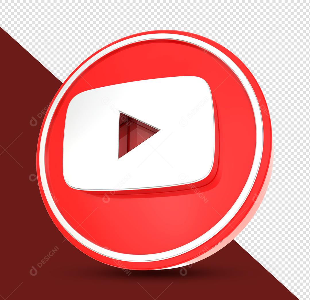 Youtube Ícone 3D Para Composição PSD