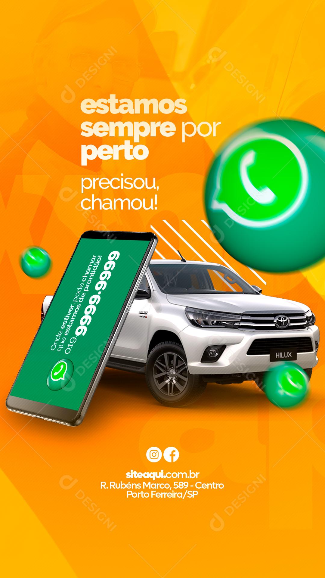 Story Estamos sempre por perto Oficina Mecânica Social Media PSD Editável