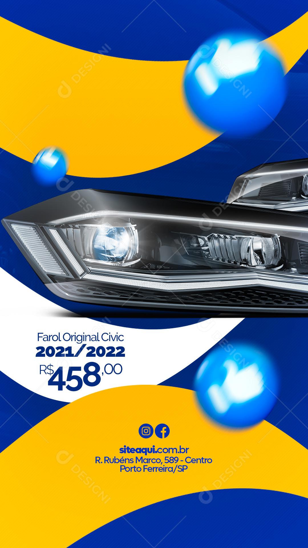 Story Farol Original Civic Oficina Mecânica Social Media PSD Editável