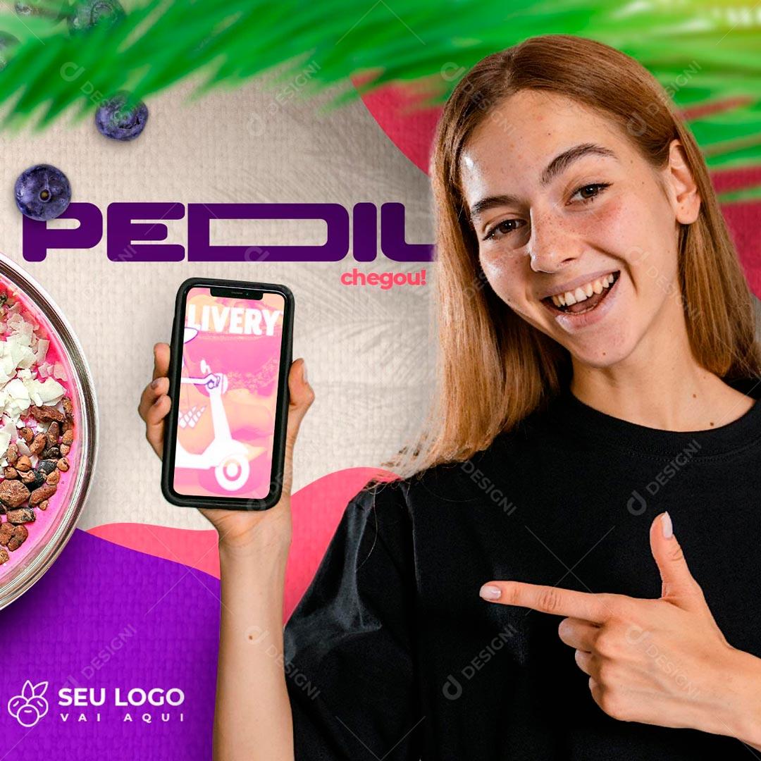 Pediu Chegou Peça Já O Seu Açaí Social Media PSD Editável