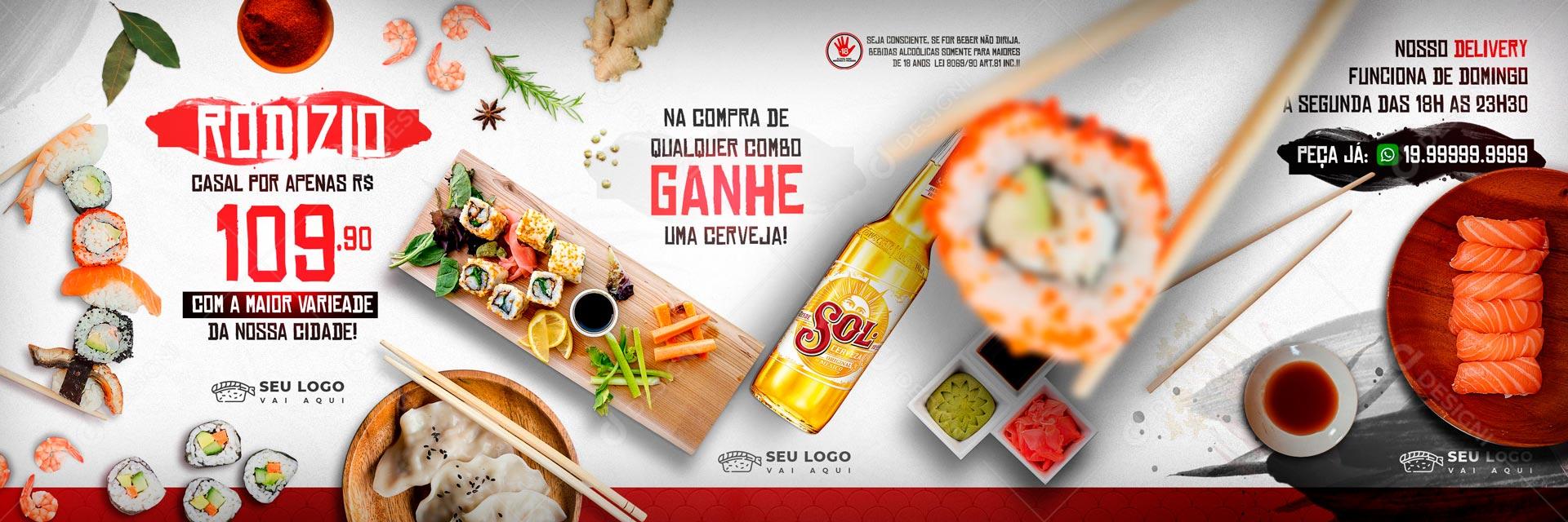 Carrossel Rodizio De Sushi Com Maior Variedade Da Cidade Social Media PSD Editável