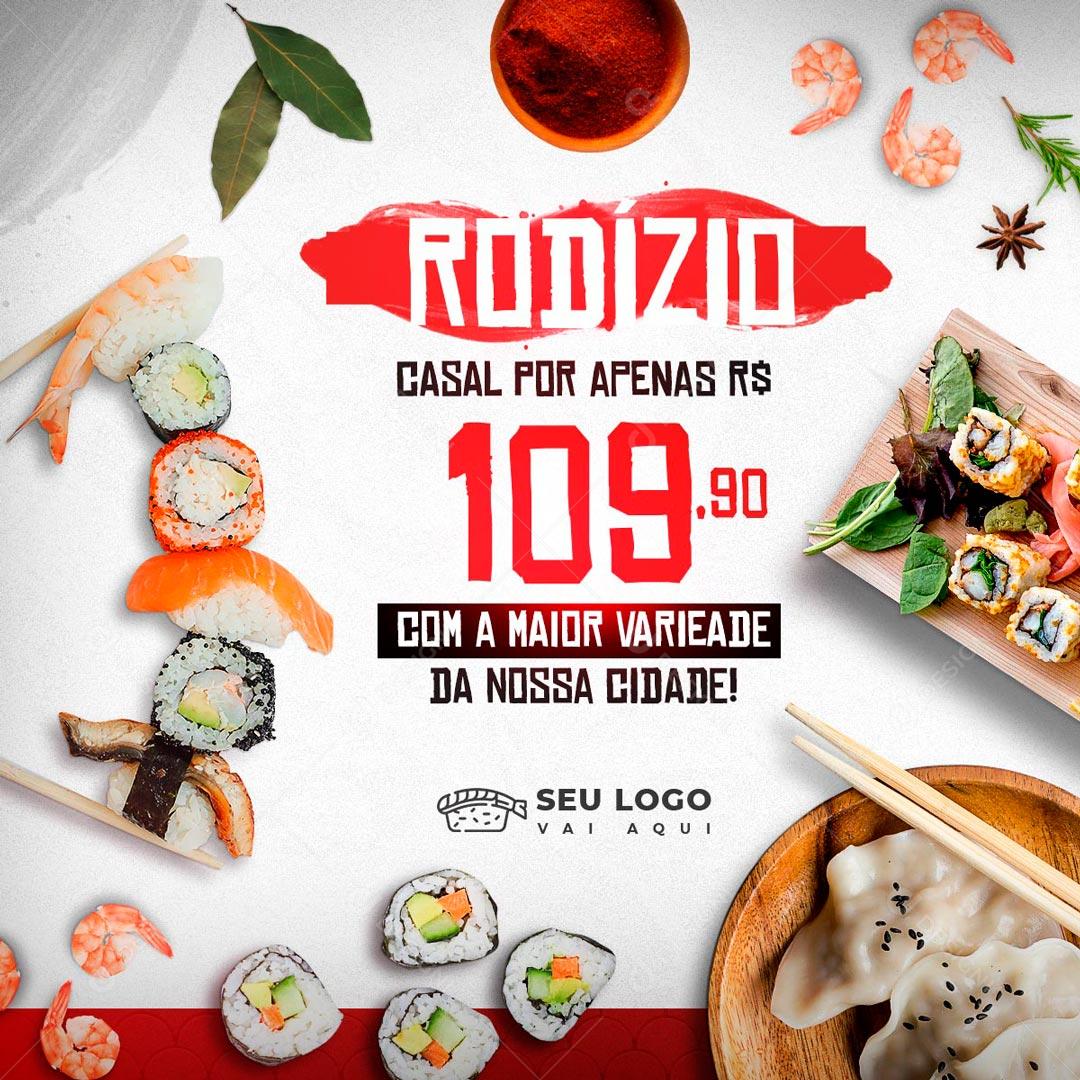 Rodizio De Sushi Casal Com A Maior Variedade Da Nossa Cidade Social Media PSD Editável