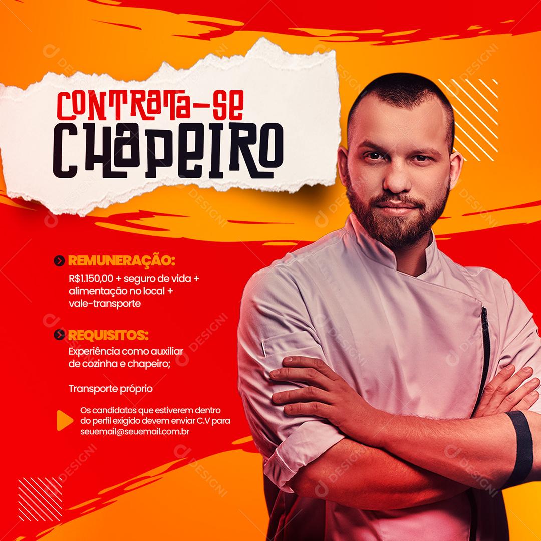 Social Media Vaga de Emprego Contrata se Chapeiro PSD Editável