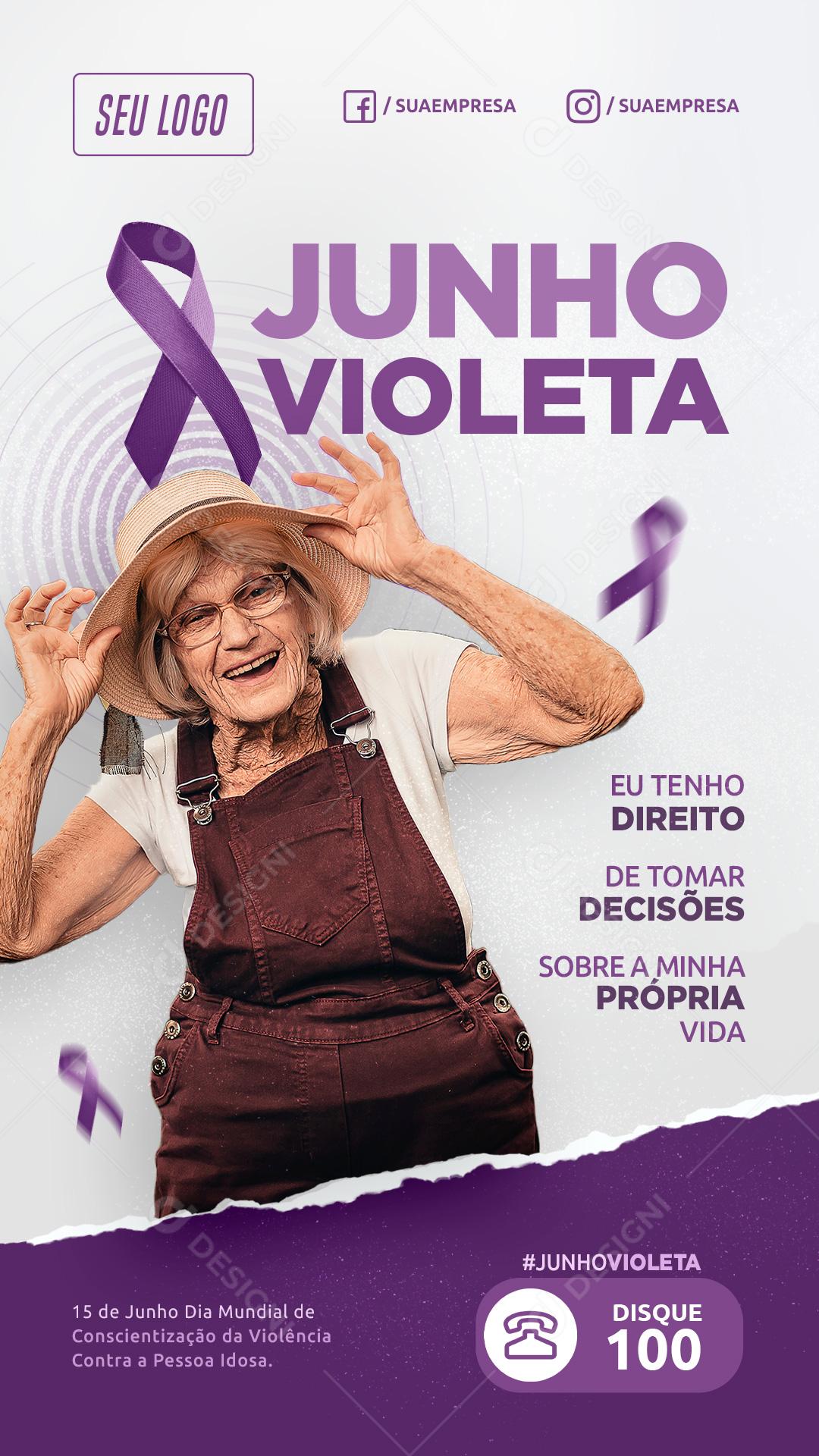 Story Eu tenho Direito de tomar decisões Junho Violeta Social Media PSD Editável