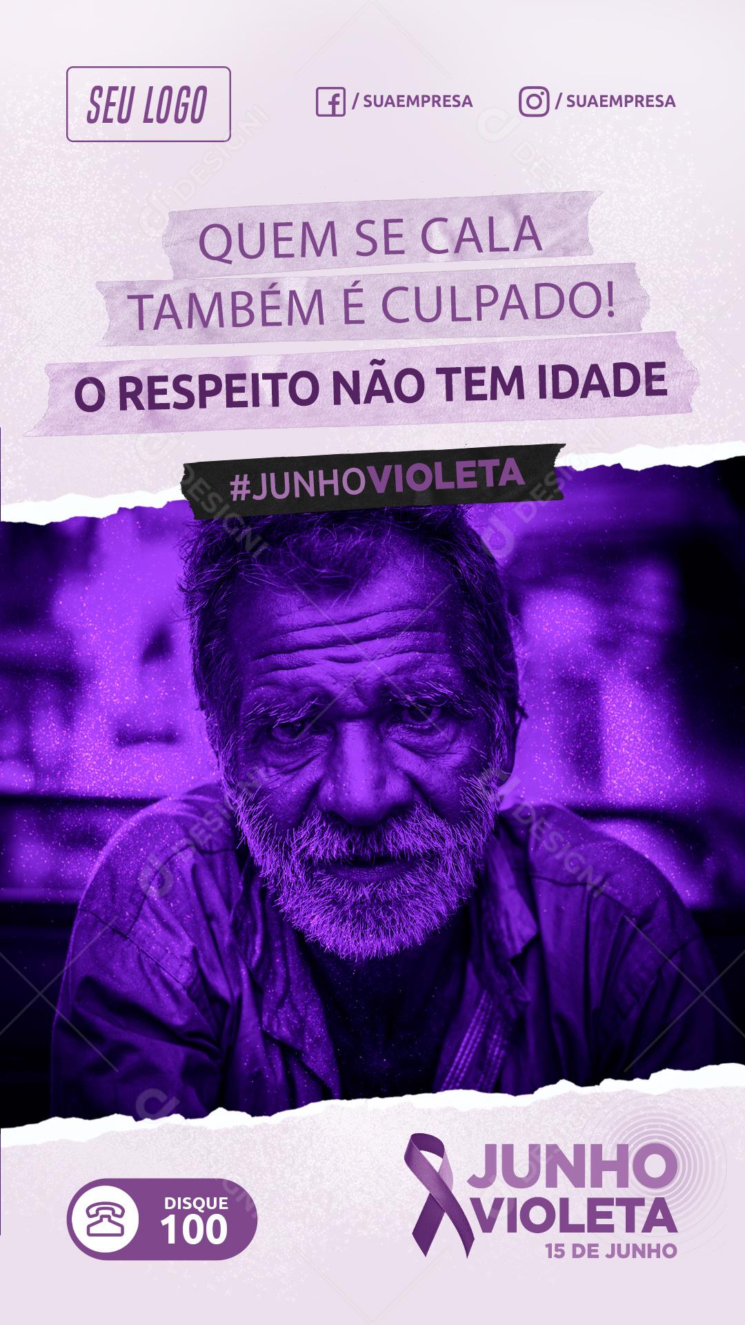 Story Junho Violeta Denuncie a Violência Social Media PSD Editável