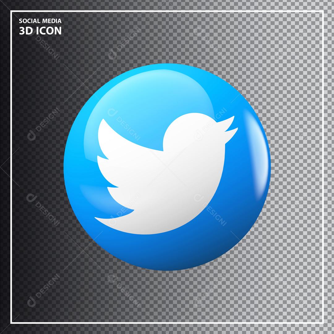 Twitter Elemento 3D Para Composição PSD