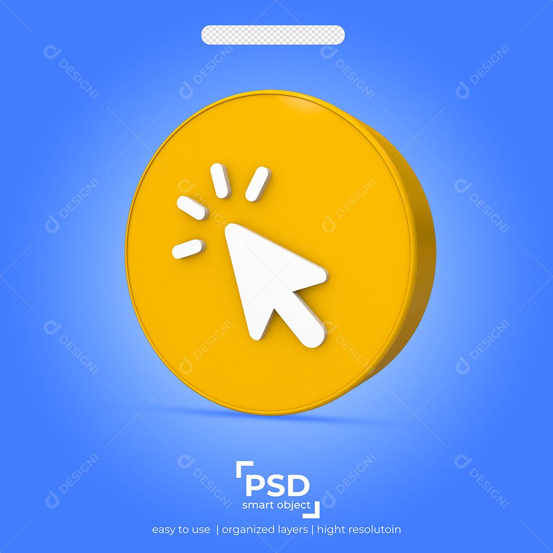 Seta Click Ícone 3D para Composição PSD