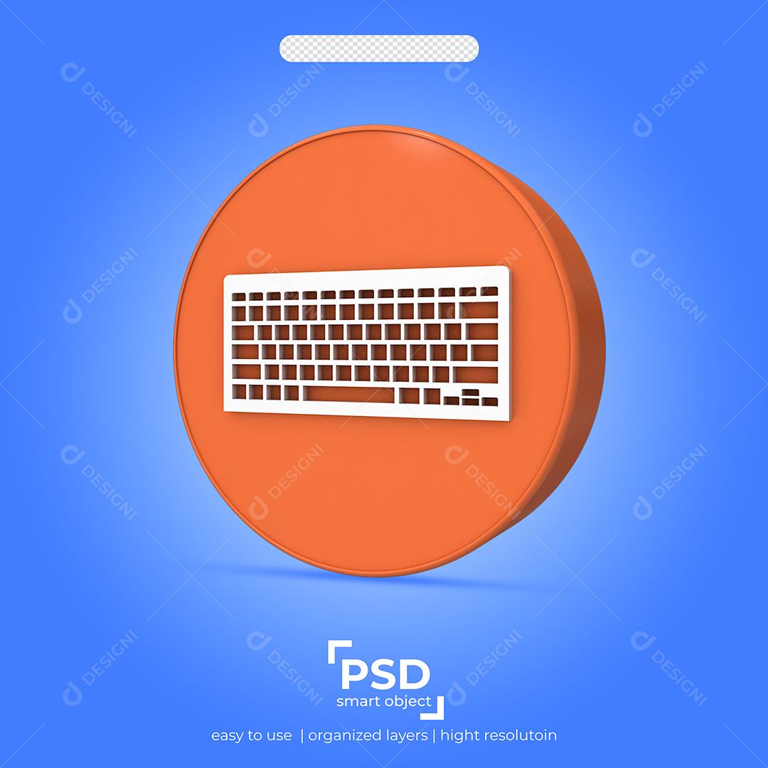 Teclado Ícone 3D para Composição PSD