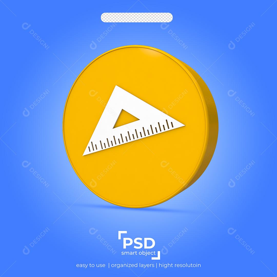 Ícone Triângulo 3D Elemento para Composição PSD
