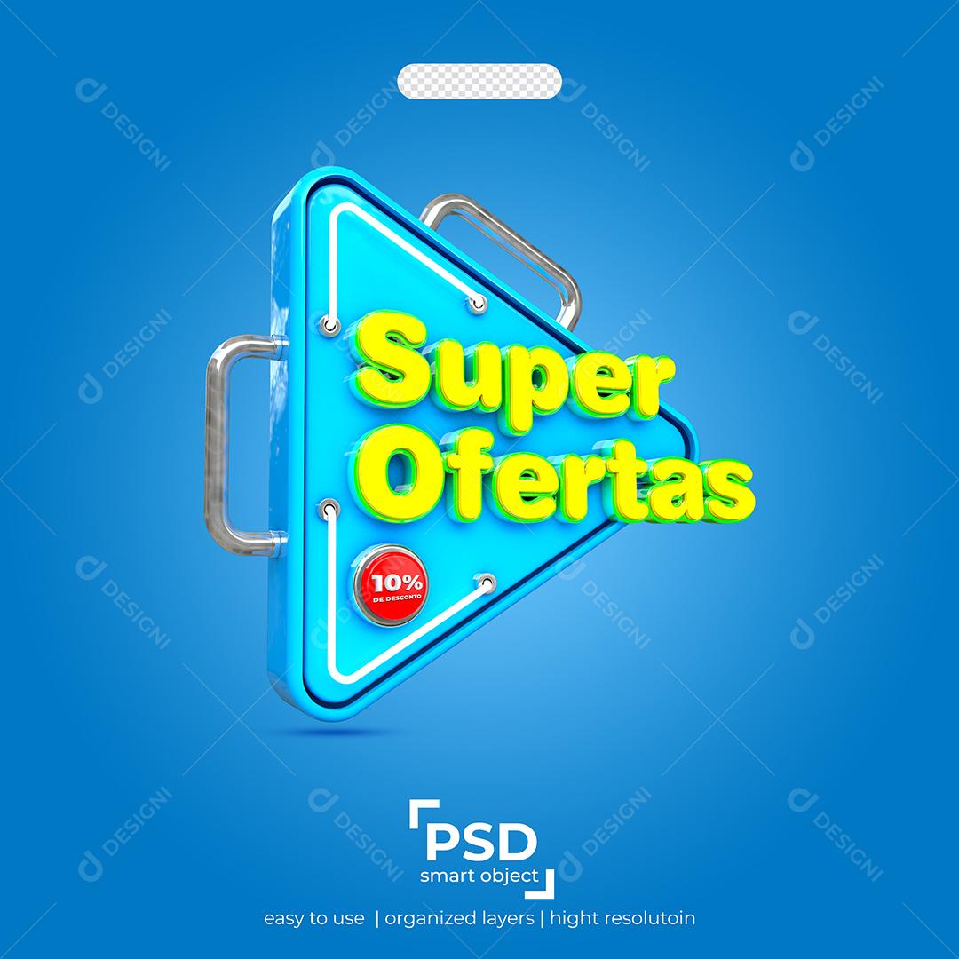 Selo 3D Super ofertas com 10% PSD