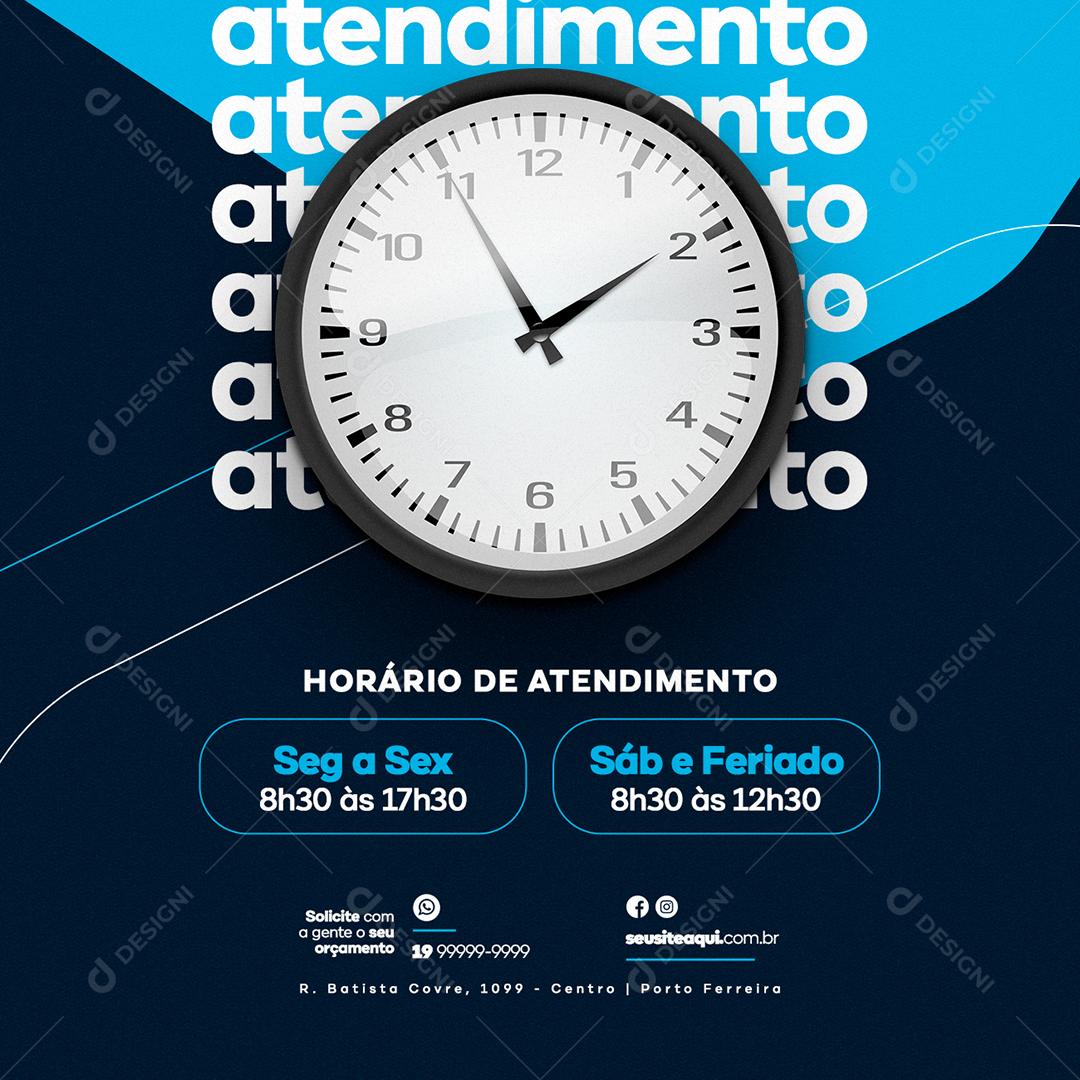 Social Media Horário de Atendimento Assistência Técnica PSD Editável