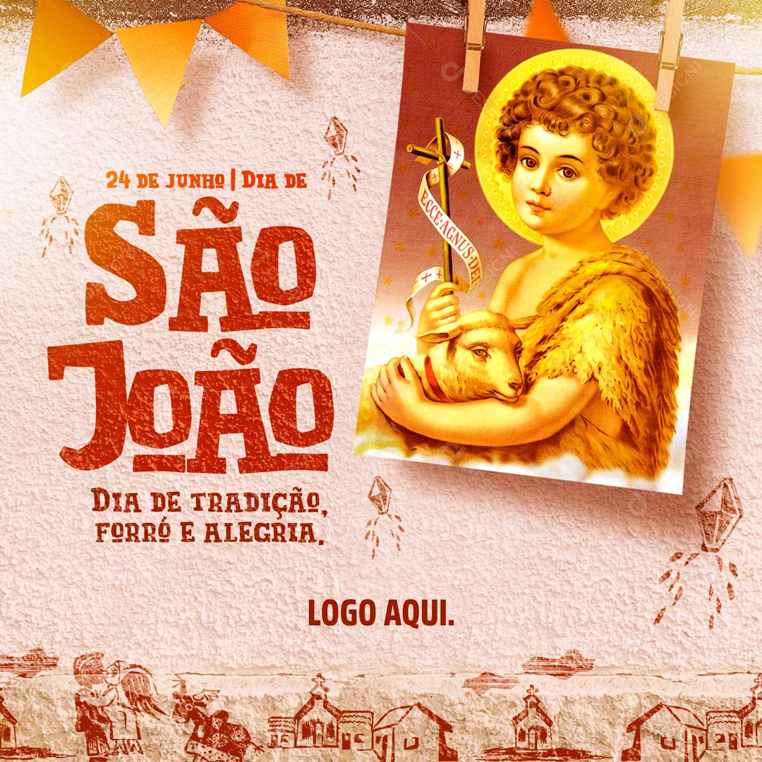 Social Media São João 24 de Junho Dia de Tradição Forró e Alegria PSD Editável