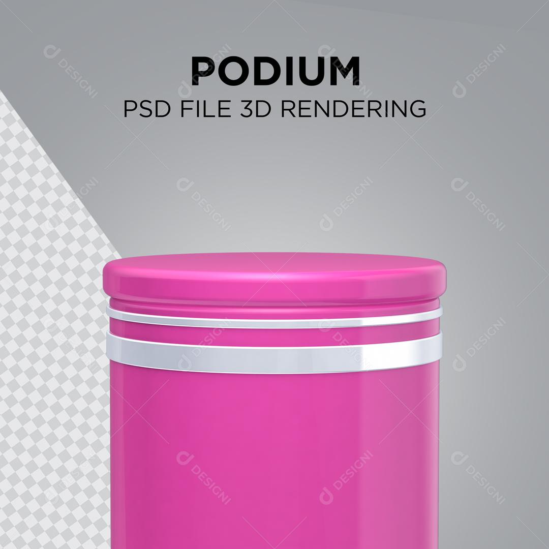 Podium Rosa com Listra Branca Elemento 3D Para Composição PSD