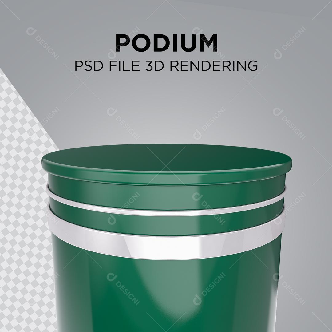 Podium Verde com Listra Branca Elemento 3D Para Composição PSD