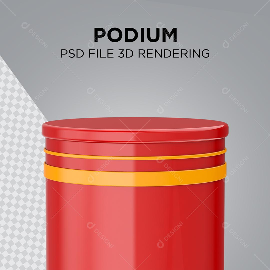 Podium com Listra Amarela Elemento 3D Para Composição PSD