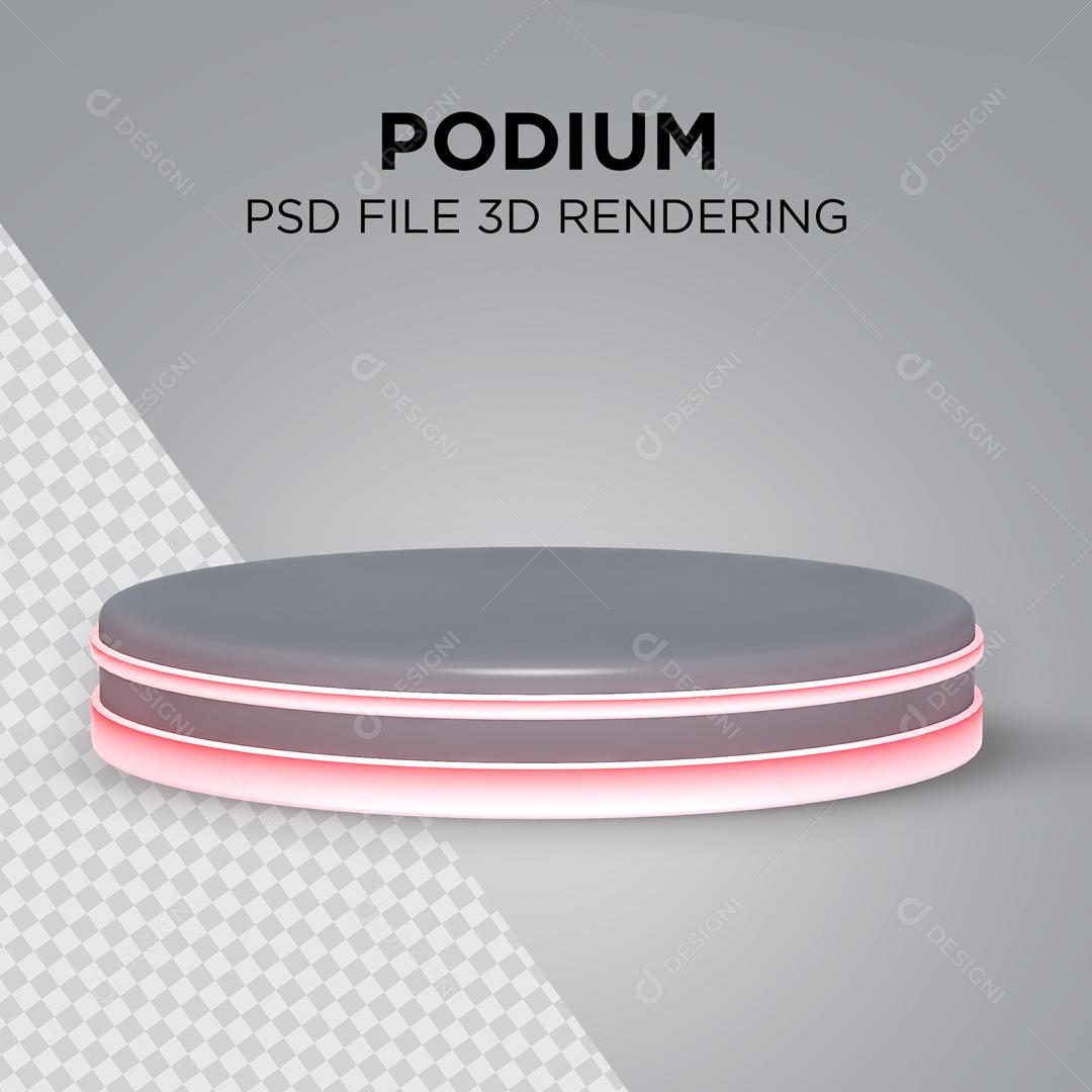 Podium Cinza com Listra Rosa Elemento 3D Para Composição PSD
