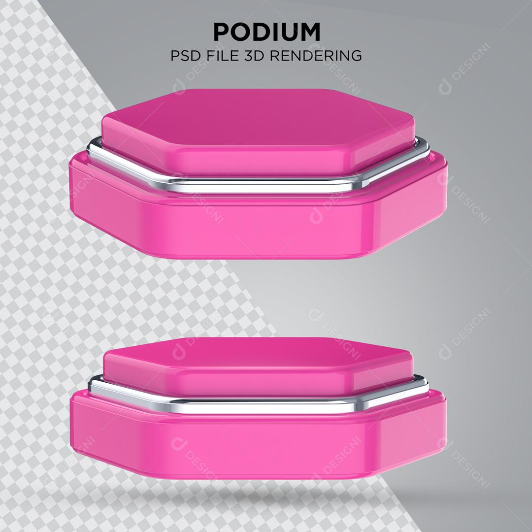 Podium Rosa com Listra Prata Elemento 3D Para Composição PSD