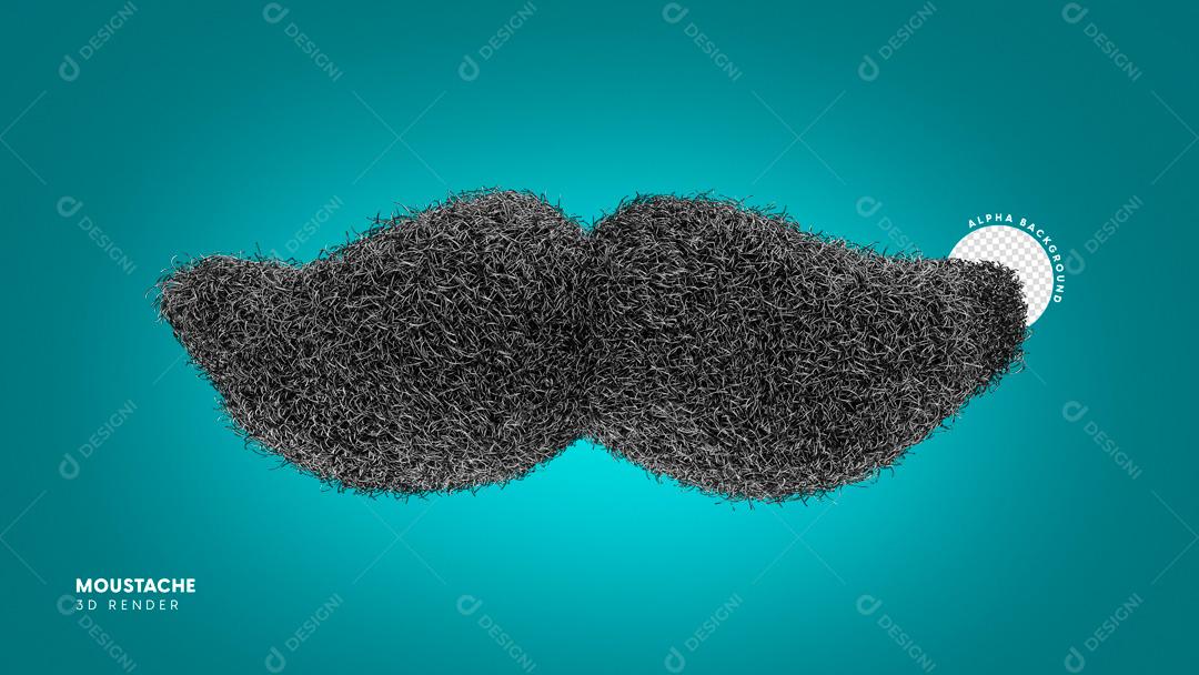 Elemento 3D Para Composições Bigode Preto PSD
