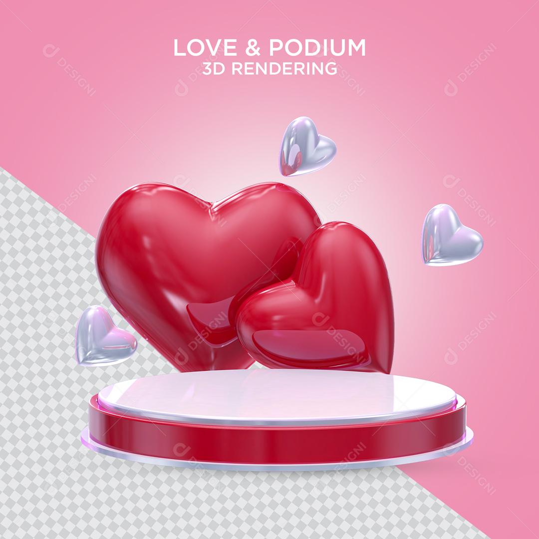 Podium do Amor Elemento 3D Para Composição PSD