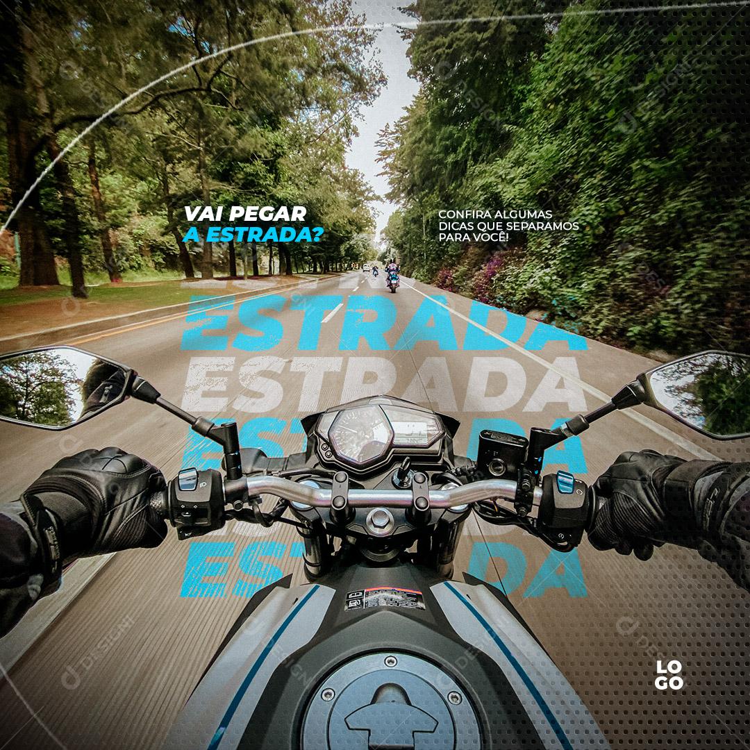 Oficina Mecânica de Moto Vai Pegar Estrada Agende Sua Revisão Social Media PSD Editável