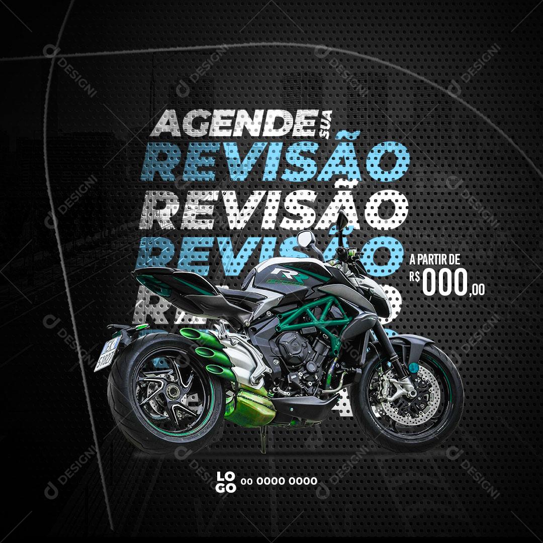 Oficina Mecânica de Moto Agende Sua Revisão Social Media PSD Editável