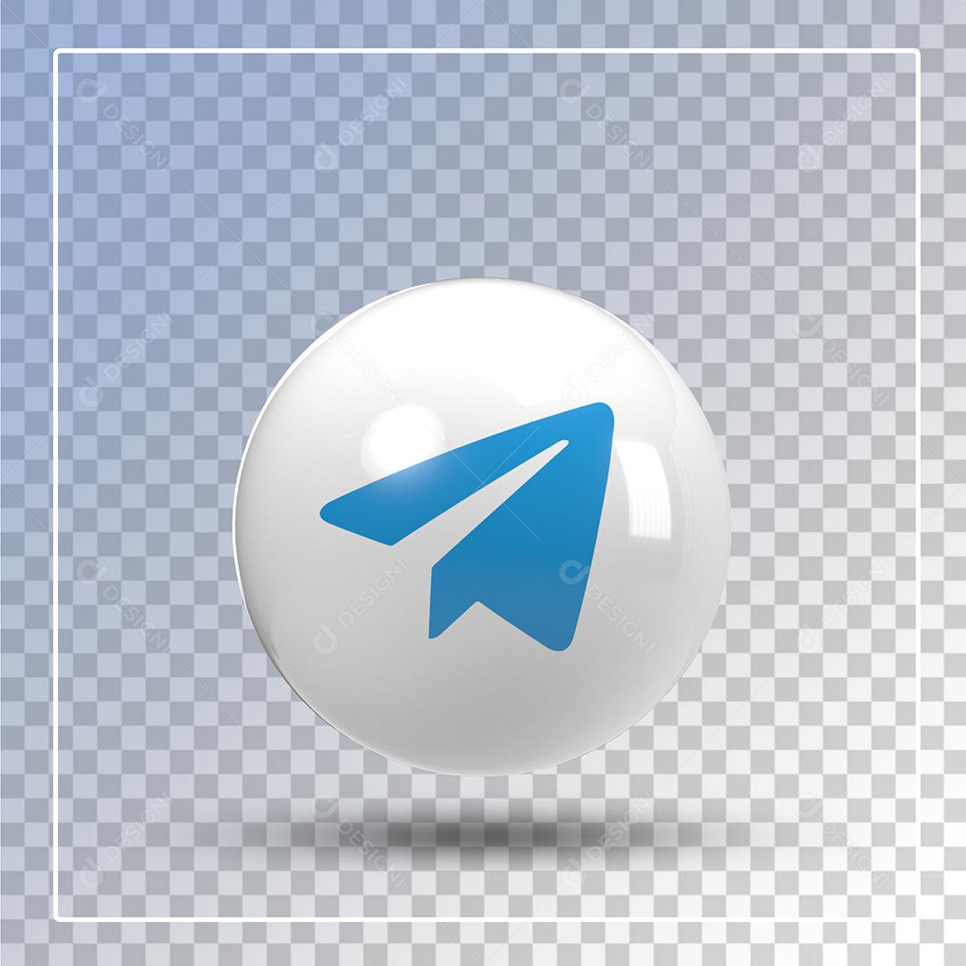 Elemento 3D Telegram Para Composição PSD