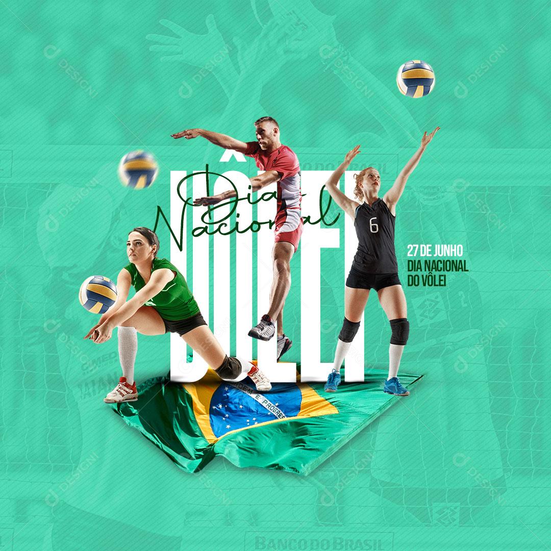 Social Media Dia Nacional do Vôlei 27 de Junho PSD Editável