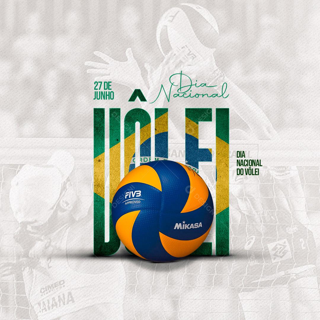 Post Dia Nacional do Vôlei 27 de Junho Social Media PSD Editável