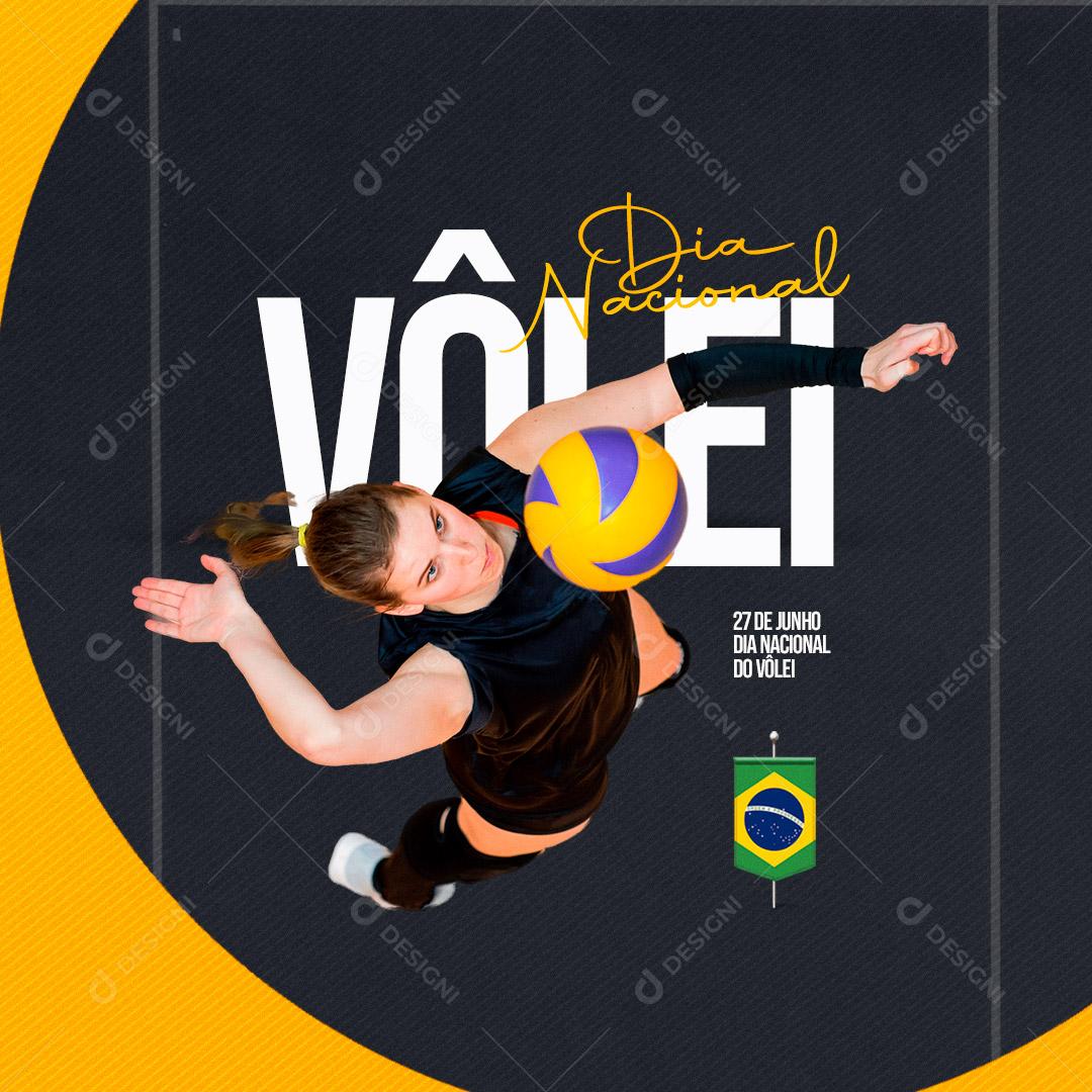 Dia Nacional do Vôlei 27 de Junho Social Media PSD Editável