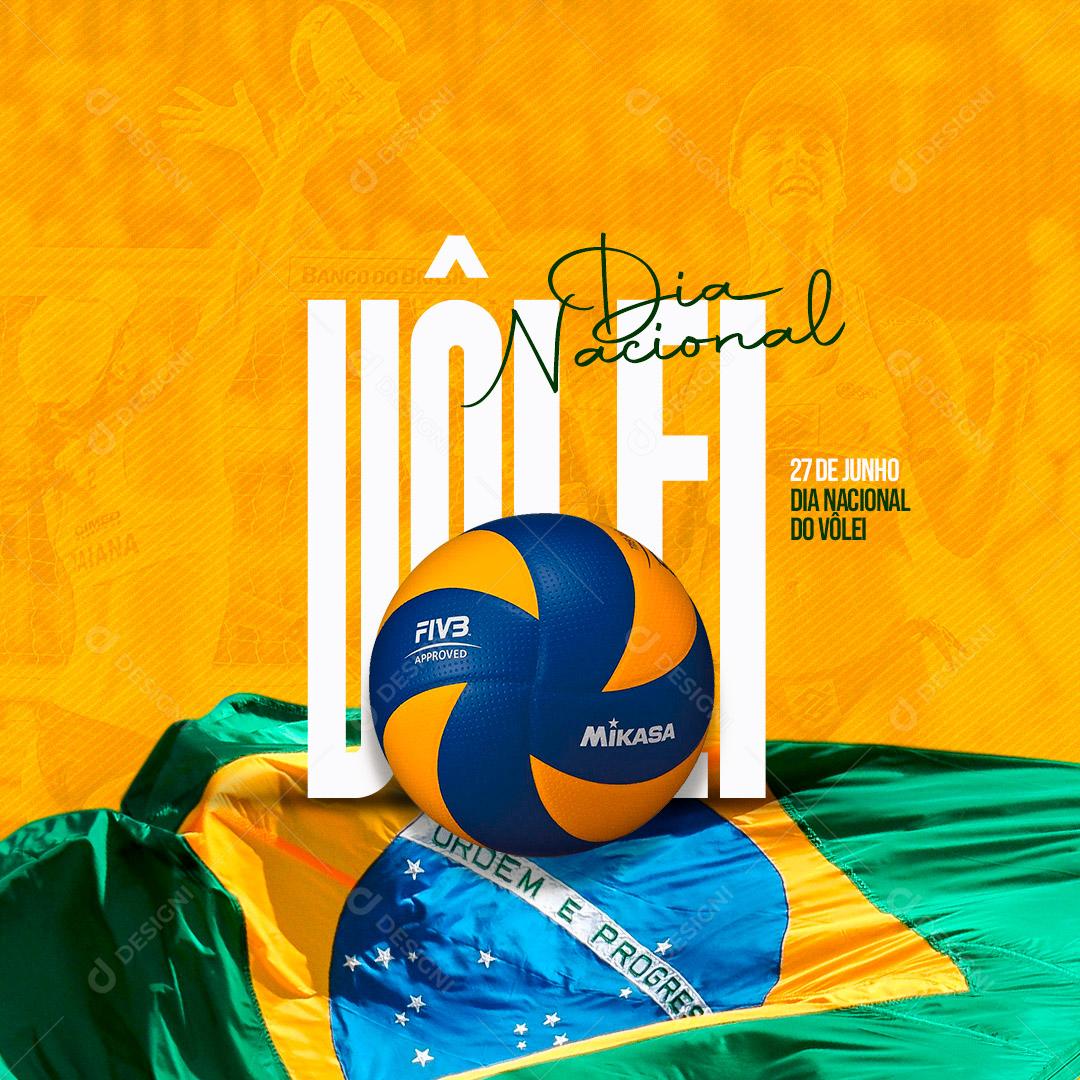 Post Dia Nacional do Vôlei 27 de Junho Social Media PSD Editável