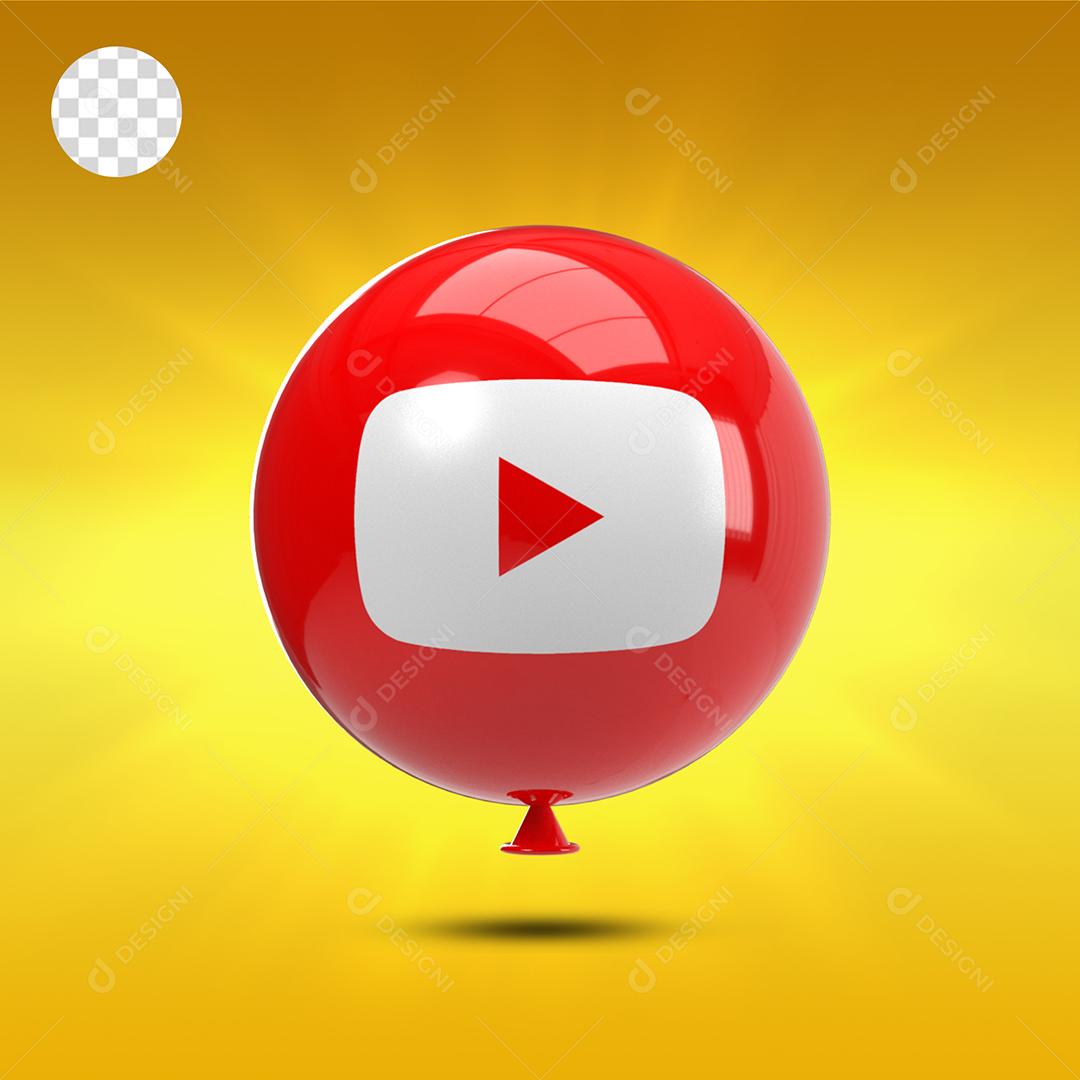 Balão do Youtube Elemento 3D Para Composição PSD