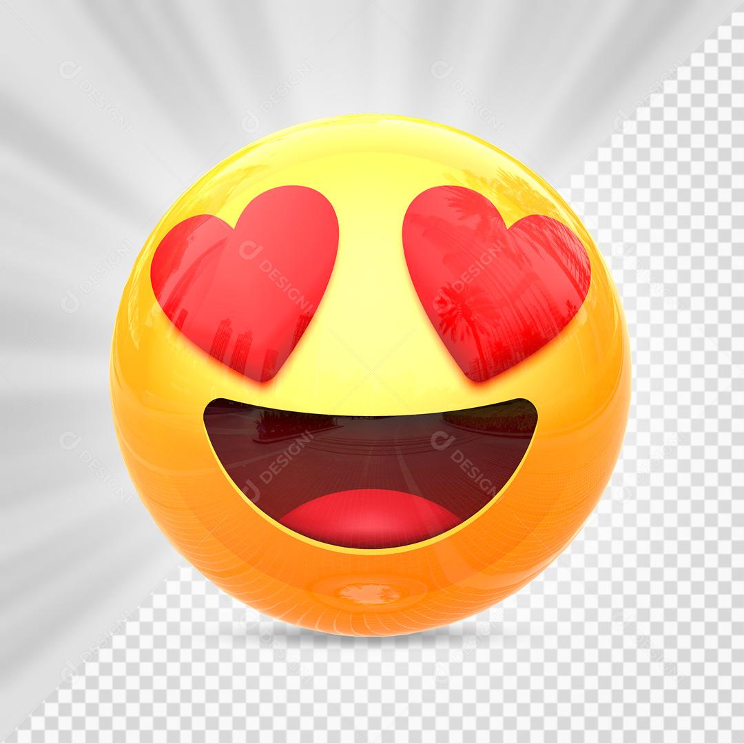 Emoji 3D Para Composição Com Olhos De Coração PSD