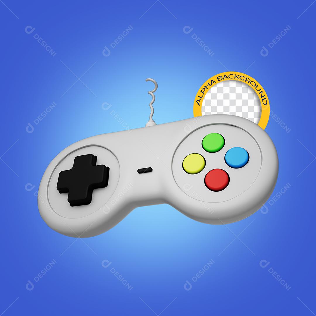 Controle de Videogame Branco  Elemento 3D para Composição PSD