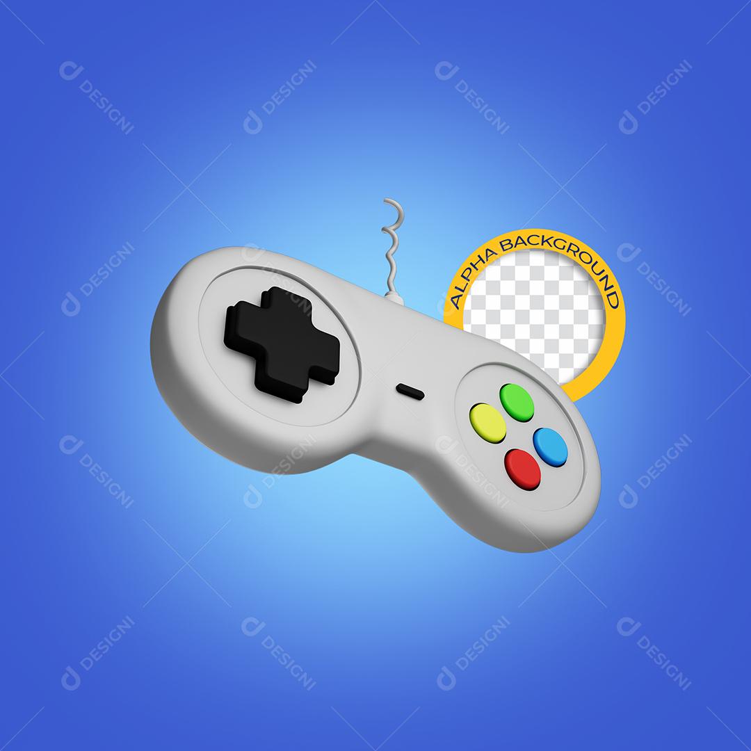 Elemento 3D Controle de Videogame Branco para Composição PSD