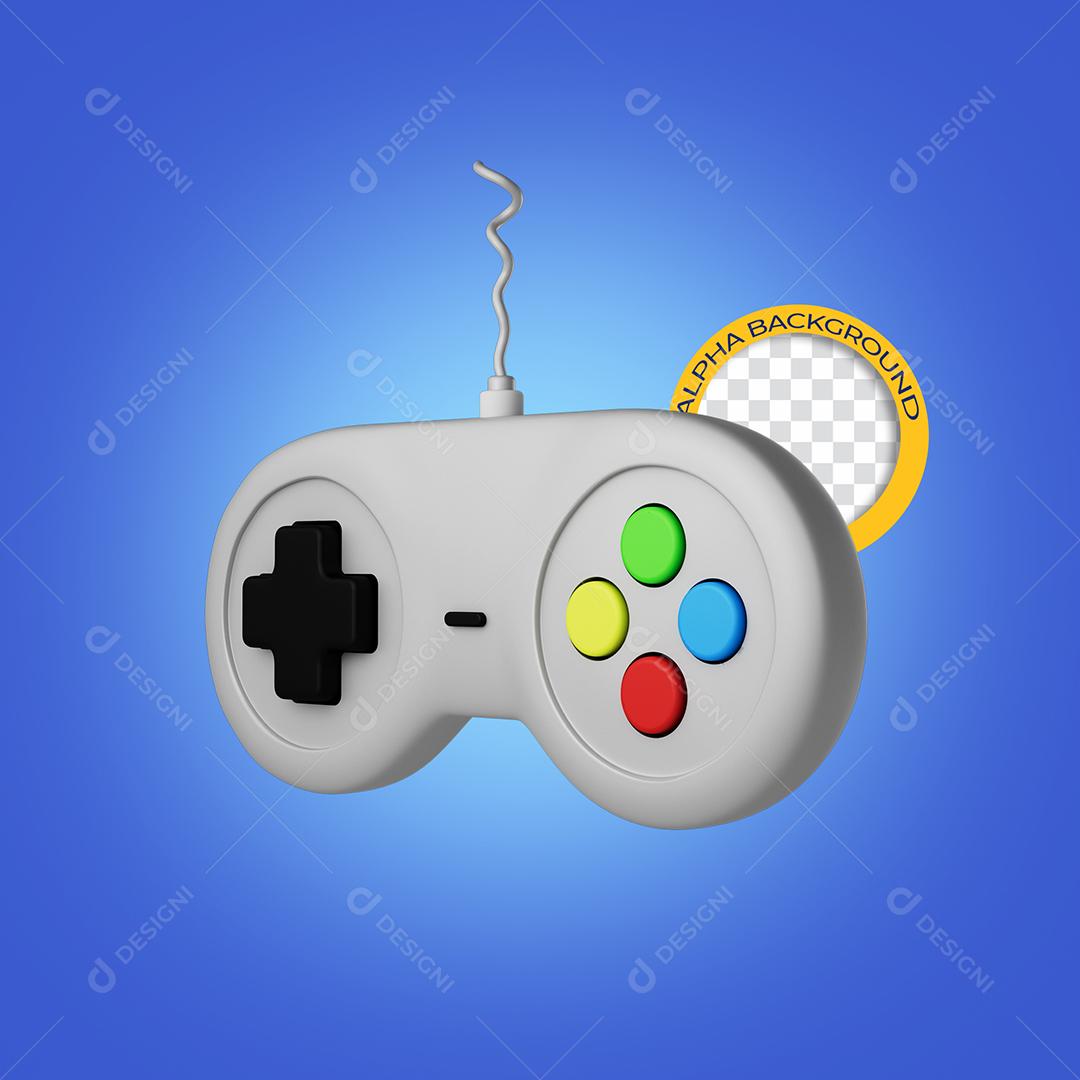 Controle de Videogame Branco Elemento 3D para Composição PSD